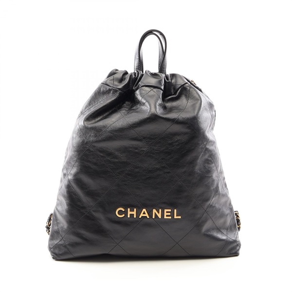 CHANEL 22 Large Rucksack Backpack AS3313 leather Black Used Women GHW CC Coco