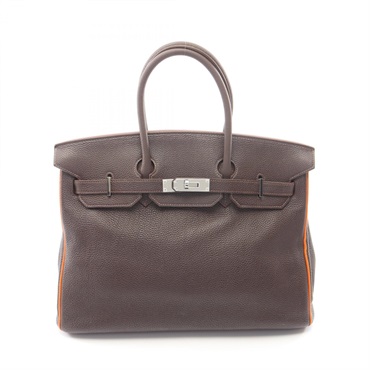 HERMES Birkin 35 Bicolor Handbag Togo leather Brown Orange Used Women I SHW