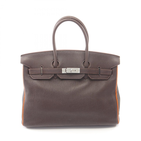 HERMES Birkin 35 Bicolor Handbag Togo leather Brown Orange Used Women I SHW
