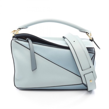 LOEWE PUZZLE SMALL Shoulder Crossbody Hand Bag leather Blue Used Women