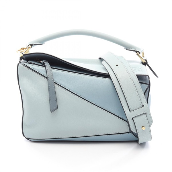 LOEWE PUZZLE SMALL Shoulder Crossbody Hand Bag leather Blue Used Women
