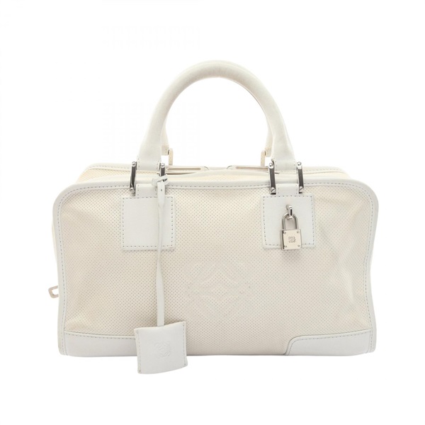 LOEWE Amazona 28 Punching Handbag leather White Used Women