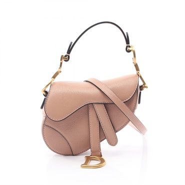 Christian Dior Micro shoulder Saddle Handbag leather Pink Used Women