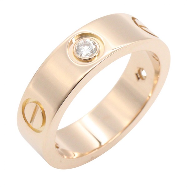 CARTIER Love Half Diamond Ring 18KRG Pink Rose Gold Used Women US size #6 #52