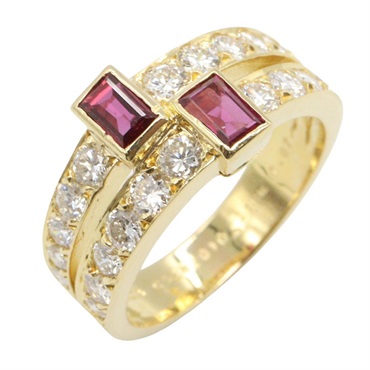 Van Cleef & Arpels Ruby Diamond Ring 18KYG Gold Red Used Women US size #5.5 #50