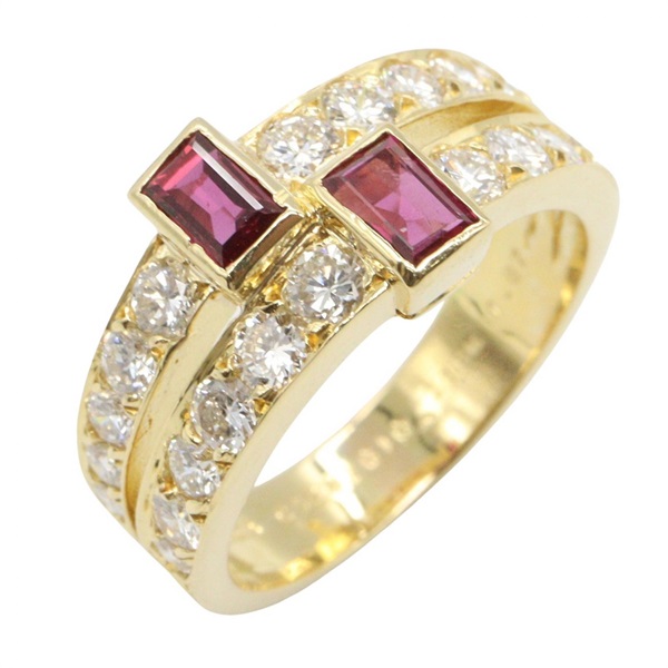 Van Cleef & Arpels Ruby Diamond Ring 18KYG Gold Red Used Women US size #5.5 #50
