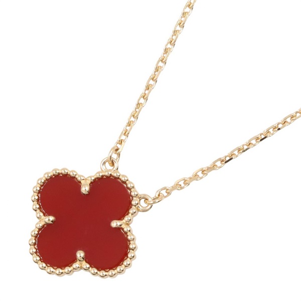 Van Cleef & Arpels Vintage Alhambra Necklace 18KYG Yellow Gold Carnelian Used