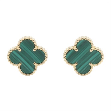 Van Cleef & Arpels Vintage Alhambra Pierced earrings 18KYG Gold Malachite used