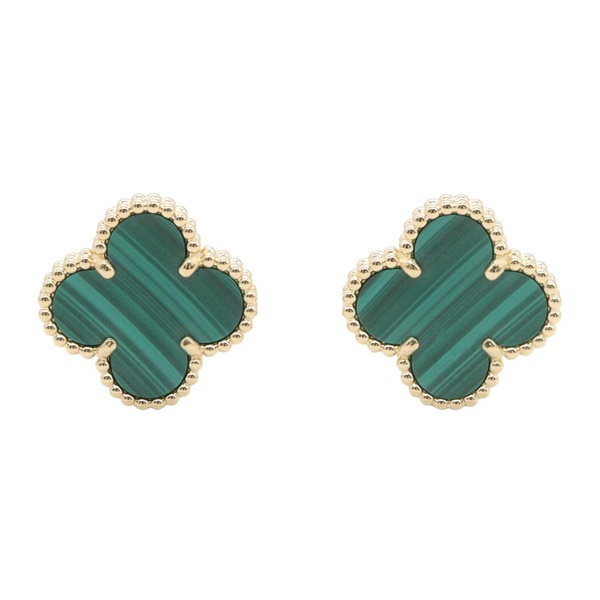 Van Cleef & Arpels Vintage Alhambra Pierced earrings 18KYG Gold Malachite used