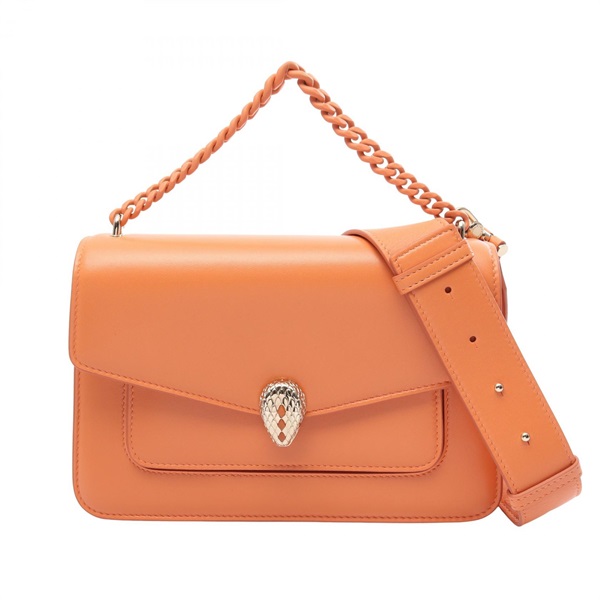 BVLGARI Serpenti Forever Shoulder crossbody Handbag leather Orange Used Women