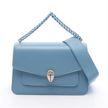 BVLGARI Serpenti Forever Shoulder crossbody Handbag leather Blue Used Women