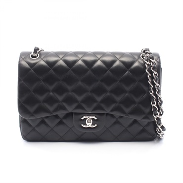 CHANEL Jumbo Matelasse 30 Classic  Shoulder Bag Lamb Leather Black Used SHW CC