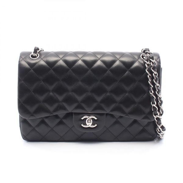 CHANEL Jumbo Matelasse 30 Classic  Shoulder Bag Lamb Leather Black Used SHW CC