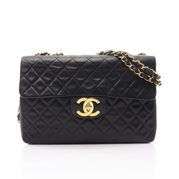 CHANEL Jumbo Matelasse34 Shoulder Bag Lambskin sheep leather Black Used GHW CC