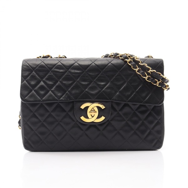 CHANEL Jumbo Matelasse34 Shoulder Bag Lambskin sheep leather Black Used GHW CC