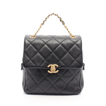 CHANEL Matelasse Chain Rucksack Backpack Leather Black Used Women GHW CCCoco