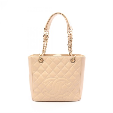 CHANEL Matelasse PST chain shoulder Tote Bag A50994 Leather Beige Used Women GHW