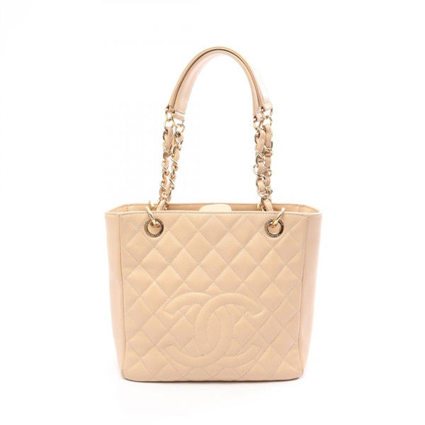 CHANEL Matelasse PST chain shoulder Tote Bag A50994 Leather Beige Used Women GHW
