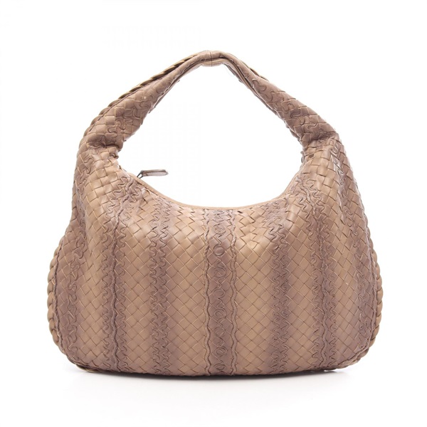 BOTTEGA VENETA Intrecciato Shoulder Bag leather Brown Used Women