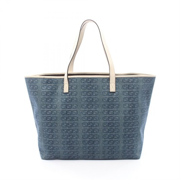 GUCCI Interlocking G Tote Shoulder Bag 257245 denim leather Navy White Used GG
