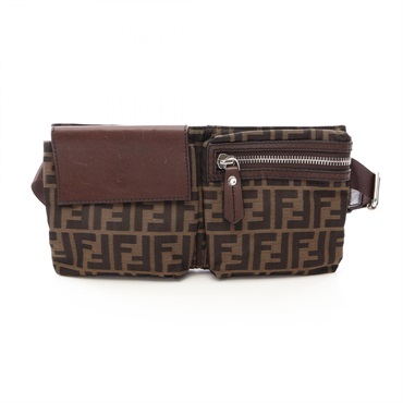 FENDI Zucca Belt Waist Bum Bag 7VA280 canvas leather Brown Used mens