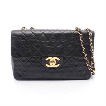 CHANEL Jumbo Matelasse34 CHain Shoulder Bag Lamb leather Black Used Women GHW