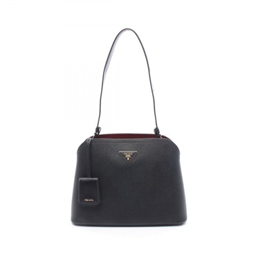 PRADA SAFFIANO CUIR + C Matinee Medium Shoulder Bag 1BA251 leather Black Used