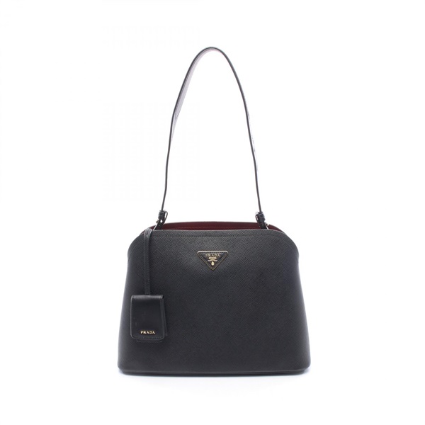 PRADA SAFFIANO CUIR + C Matinee Medium Shoulder Bag 1BA251 leather Black Used