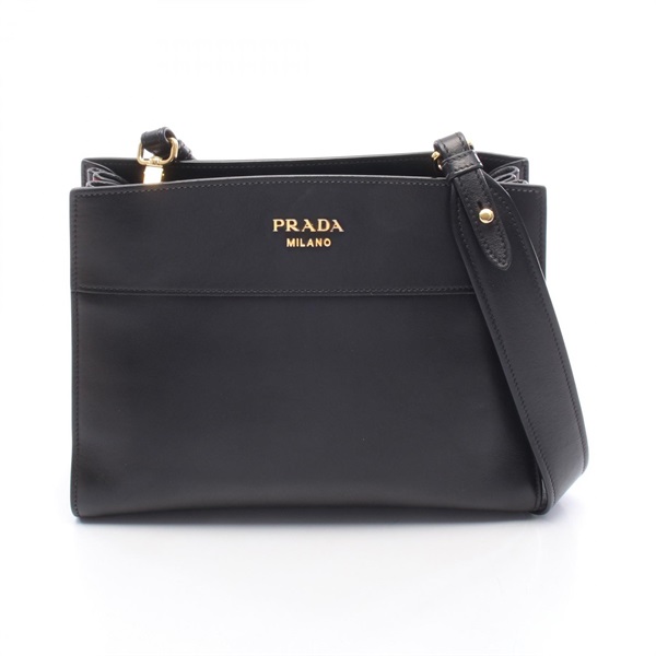 PRADA Bibliotheque Shoulder Crossbody Bag 1BC034 leather Black Red Used Women