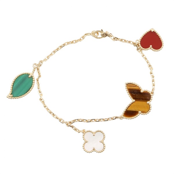 Van Cleef & Arpels Lucky Alhambra 4 Motif Bracelet 18KYG Yellow Gold Used Women