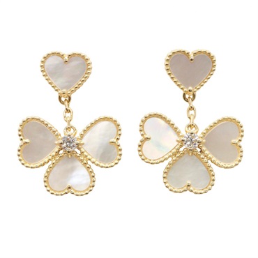 Van Cleef & Arpels Sweet Alhambra Effiage Mother of Pearl Earrings 18KYG Women