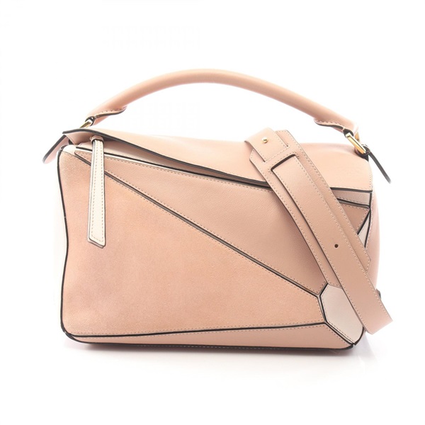 LOEWE Puzzle Medium Shoulder Crossbody Handbag leather Pink Used Women