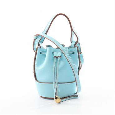 LOEWE Balloon Nano Bucket Crossbody Shoulder Bag A710R85X01 leather Blue Used