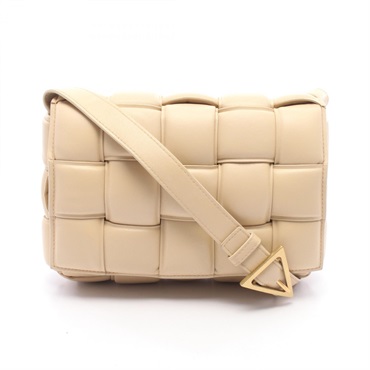 BOTTEGA VENETA Padded Cassette Shoulder Crossbody Bag leather Beige Used Women