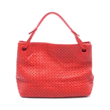BOTTEGA VENETA Intrecciato Tote Shoulder Handbag leather Red Used Women