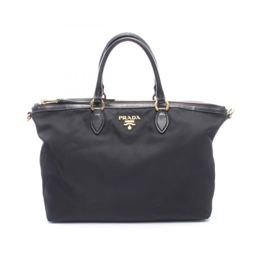 PRADA TESSUTO+SOFT CA Tote Handbag 1BA171 Nylon leather Black Used Women