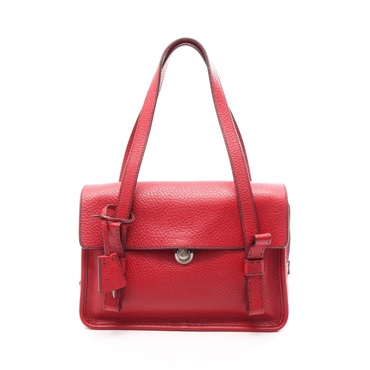 PRADA Triangle logo Shoulder Handbag leather Red Used Women