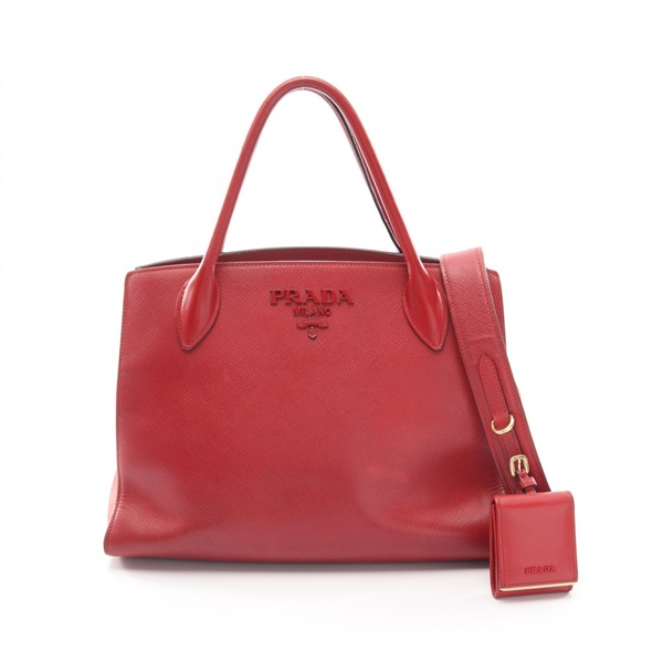 PRADA SAFFIANO CUIR C Monochrome Shoulder Handbag 1BA155 Saffiano leather Used