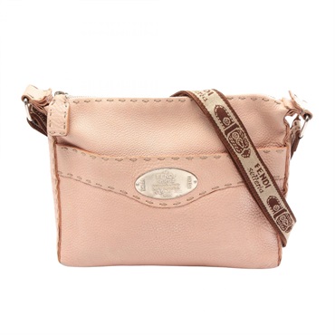 FENDI Selleria Crossbody Shoulder Bag 8BT109 leather Pink Used Women