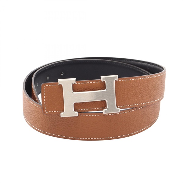 HERMES Constance H Reversible belt Togo leather Black Brown Used mens SHW N