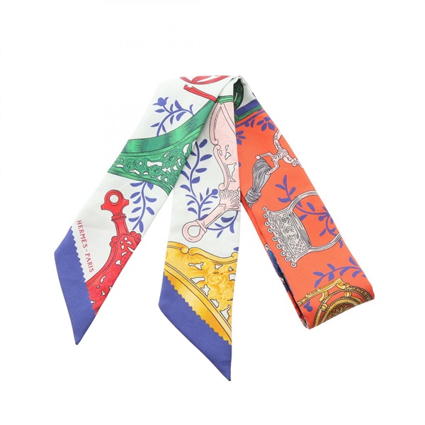 HERMES Twilly ETRIERS REMIX Scarf Silk Multicolor Used Women
