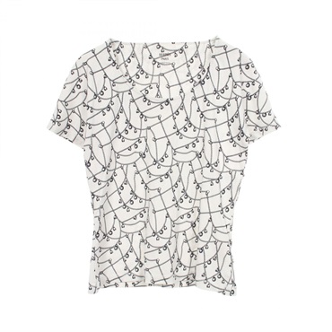 HERMES Short sleeve T-shirt 2H4602DM cotton White White Used Women size 44