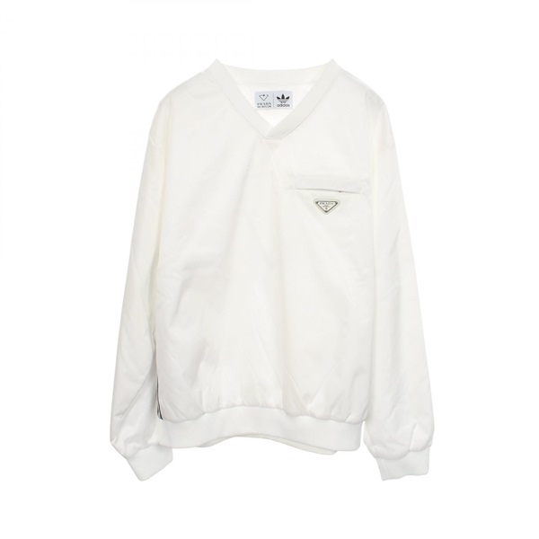 PRADA adidas Re-Nylon Long sleeved Shirt top #3XL Nylon White Black Used mens