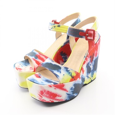 LOEWE Wedge soles Tie-dye Sandals Shoes #38 canvas leather Multicolor Used Women