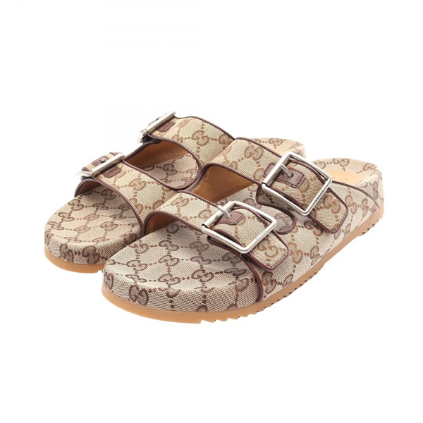 GUCCI GG canvas Sandals Shoes 658020 canvas leather Beige Brown Used mens #7