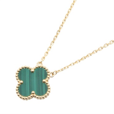 Van Cleef & Arpels Vintage Alhambra Necklace 18KYG Gold Malachite Used Women