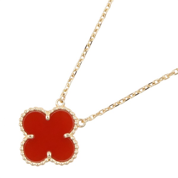 Van Cleef & Arpels Vintage Alhambra Carnelian Necklace 18KYG Gold Used Women