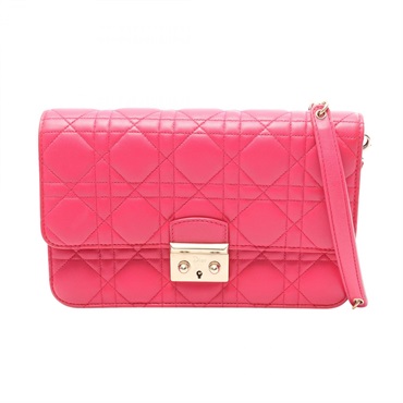 Christian Dior MISS DIOR Chain Shoulder Crossbody Bag leather Pink Used Women
