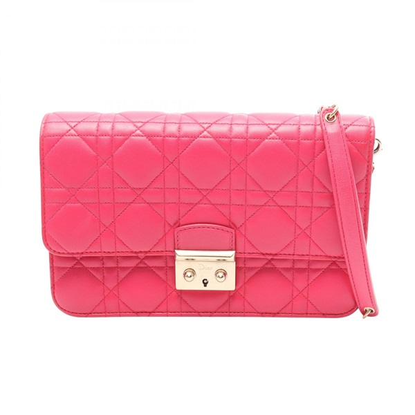 Christian Dior MISS DIOR Chain Shoulder Crossbody Bag leather Pink Used Women