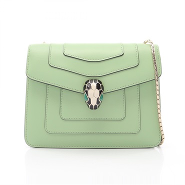 BVLGARI Serpenti Forever Small Chain Crossbody Shoulder Bag leather Green Used